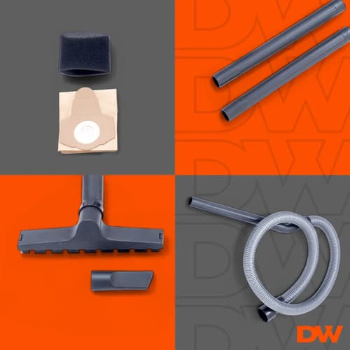 Aspiradora Tacho Polvo Y Agua Daewoo 15l 1000w + Accesorios Gris/naranja