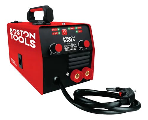 Soldadora Inverter Gasless Boston Tools 140a 50/60hz Electrodos Y Mig Rojo