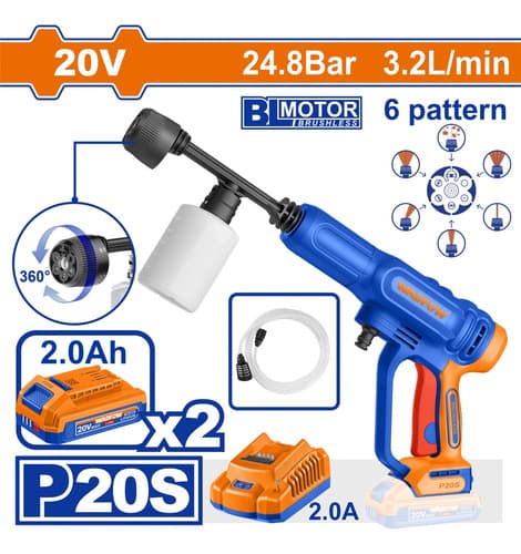 Hidrolavadora A Bateria 20v P20s 24.8 Bar 3,2l/min Wadfow Azul 20v