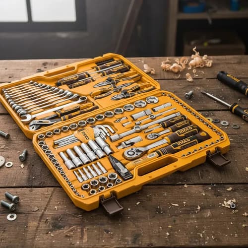 Juego De Herramientas Ingco X137 Piezas Con Maletín Completo Amarillo
