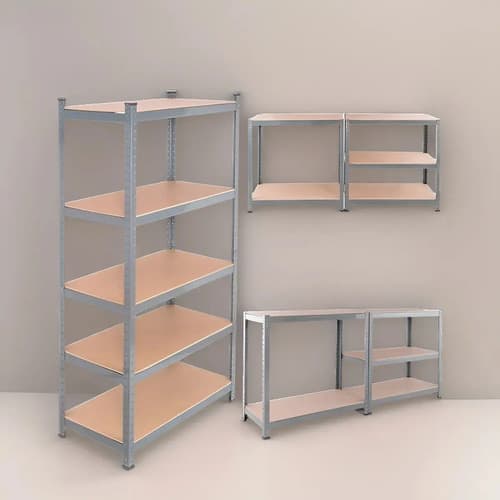 Estanteria Metalica Encastrable 200 Cm - Estantes En Mdf Gris Claro