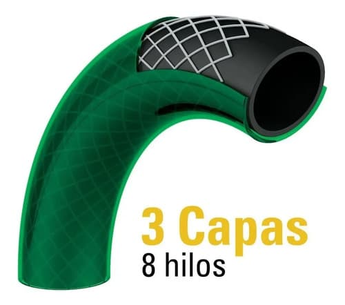 Manguera Para Jardín 1/2 Reforzada 3 Capas 20m Pretul 25018 Color 52014 Verde Oscuro