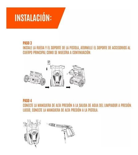 Hidrolavadora Eléctrica Daewoo Dax Dax105-1400 Naranja Y Negra De 1.4kw Con 105bar De Presión Máxima - 50hz/60hz Naranja/negro 50 Hz/60 Hz