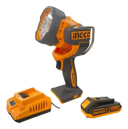 Linterna Led 2000l Ingco Cwli20881-4 Batería 20v 2a Cargador Naranja