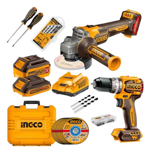Kit De Amoladora Y Destornillador A Batería Ingco De 20 V