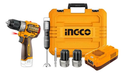 Taladro Compacto Brushless Ingco + Mixer Inalámbrico Naranja