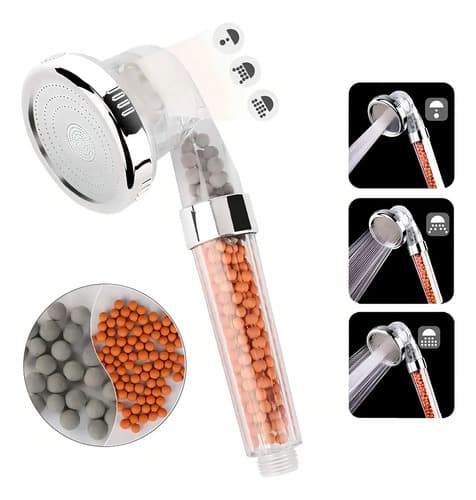 Teléfono Lluvero Ducha Filtro Mineral Piedras 3 Modos Atrix® Color Blanco