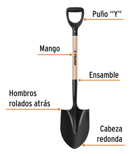 Pala T-1000 Redonda Puño 'y' Mango 18 Truper 11167