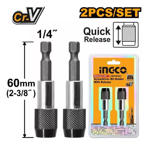 Set X 2 Adaptadores 1/4 P Atornillador Cr-v Ingco Abh20601
