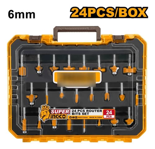 Set X 24 Fresas 6mm P Router Fresadora Ingco Akrt24062