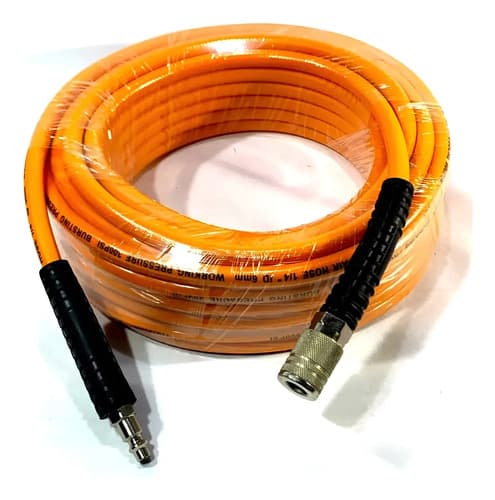 Manguera Aire Compresor 1/4 6x12mm 15 Mts C/ Acoples M62 Naranja Claro