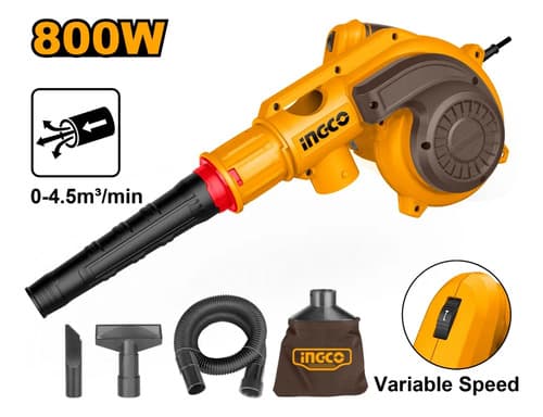 Sopladora Aspiradora 800w 220v Con Accesorios Ingco Ab8038 Amarillo