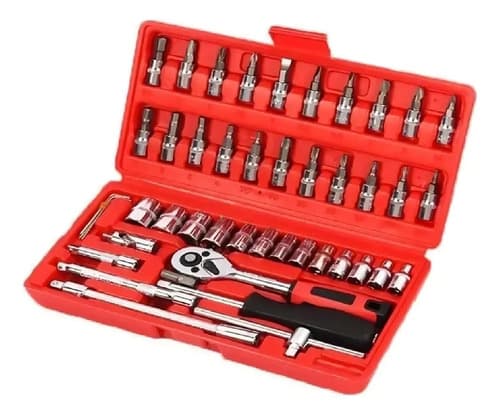 Juego Dados Chicharra Generac 46 Piezas Caja Herramientas Rojo