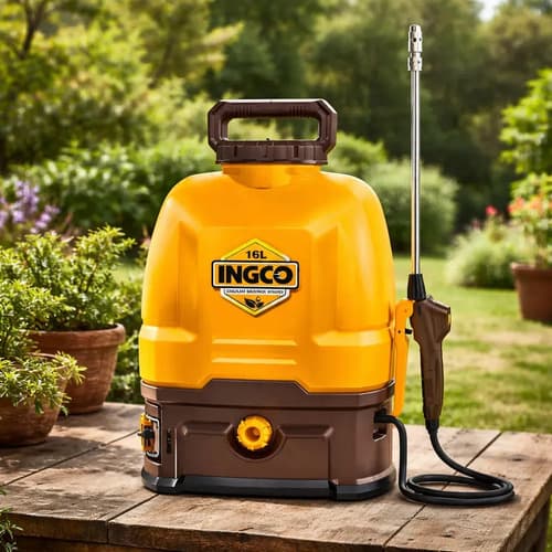 Pulverizador Fumigador De Mochila 16lts A Bateria Ingco Amarillo