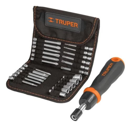 Destornillador Tipo Ratchet Juego De 24 Piezas Truper 18219 Color Negro