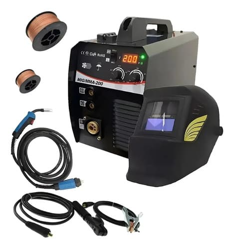 Soldadora Inverter Mig Mma Tiglift 200 Amper + Careta Amarillo