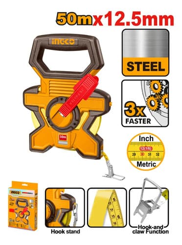 Cinta Metrica Agrimensor 50m X 12.5mm Ingco Hsmt0850