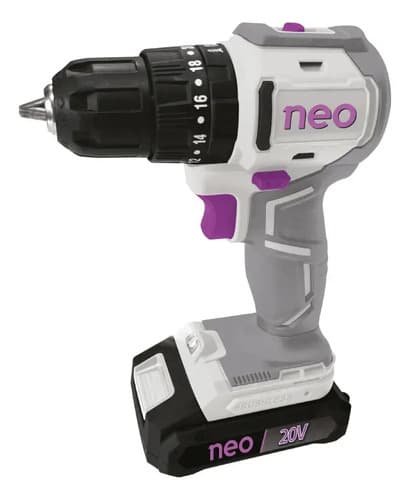 Taladro Percutor A Bateria C/1 Batería 20v Brushless Neo Gris