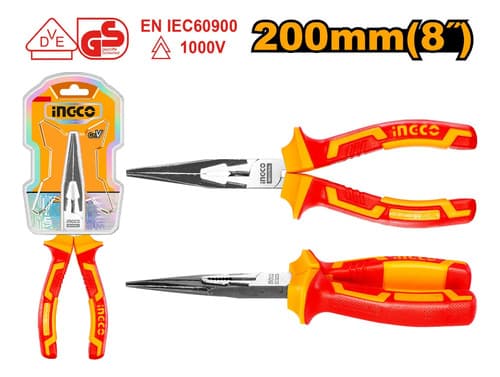 Alicate Ingco Punta Larga Industrial Aislado 200m/8 PuLG