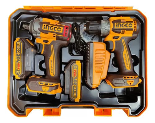 Kit Llave Impacto 400nm + Atornillador + Potencia C 2bat + Malt Color Naranja Claro 20 V
