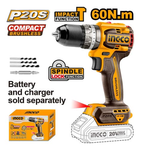 Combo Llave De Impacto Ingco 20v 500nm + Taladro Percutor 13 Naranja Claro
