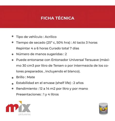 Latex Interior Tersen Mate 1 Litro Tersuave Color Amarillo