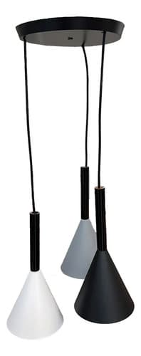 Lámpara Colgante Techo Cónica 3 Luces E27 Metal 90 Cm