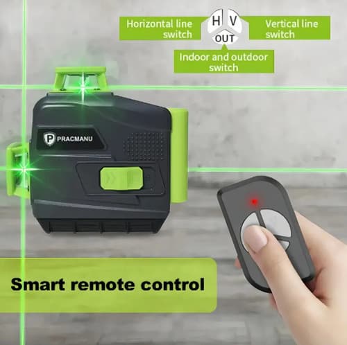 Nivel Láser 3d Pracmanu Zh12l 12 Líneas Autonivelante Precisión 1.5mm Verde
