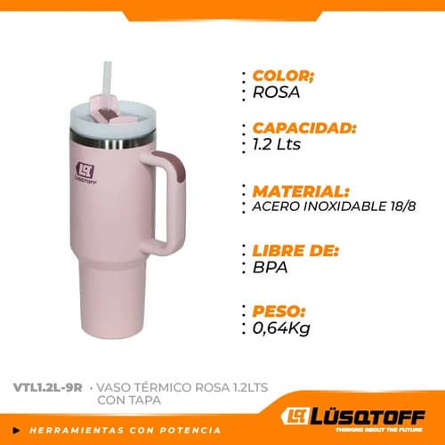 Vaso Térmico 1,2lts Lusqtoff Vtl1.2-9r Rosa Lisa