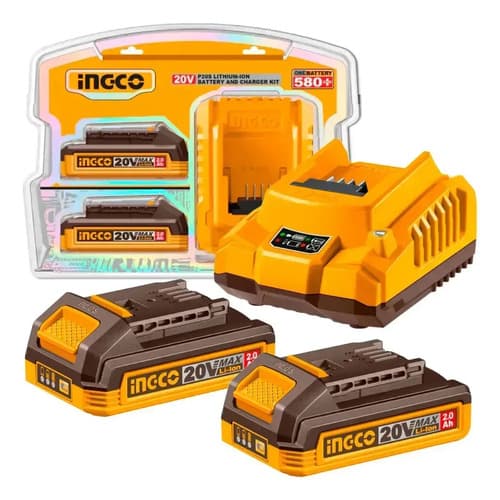 Set Cargador Rapido Ingco + 2 Baterias 2amp 20v