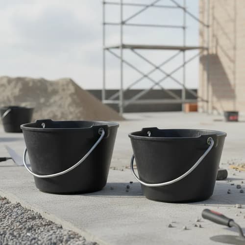 Pack X10 Balde Para Obra Plastico Reforzado Negro Negro