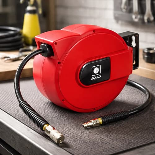 Manguera Con Carretel Retráctil Equus P/ Aire Comprimido 8m  Rojo