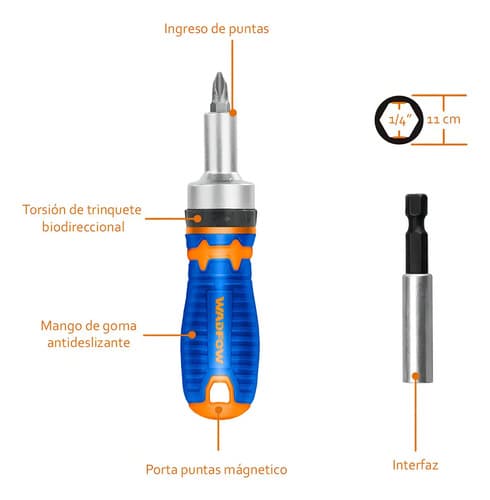 Set Destornillador Wadfow Punta Intercambiable 28u Wss8b28