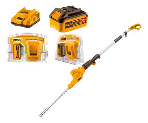 Cortacero De Altura Ingco + 1 Bateria 4ah + Cargador Naranja Claro