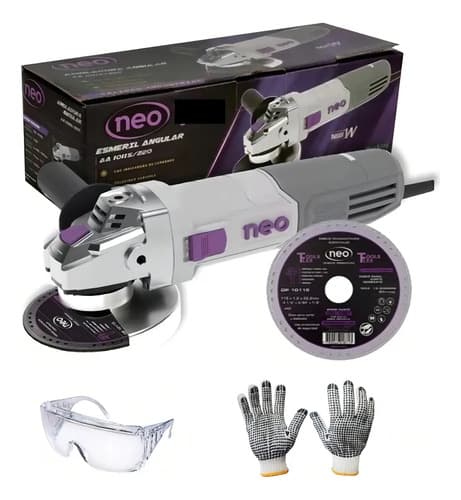 Miniamoladora Angular Neo Aa 1025 De 50 hz/60 hz Color Gris 1.1 kw 220 v + Accesorio