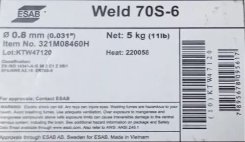 Alambre Para Soldar Mig Mag Esab-conarco Weld 0.8mm 5kg Cobre