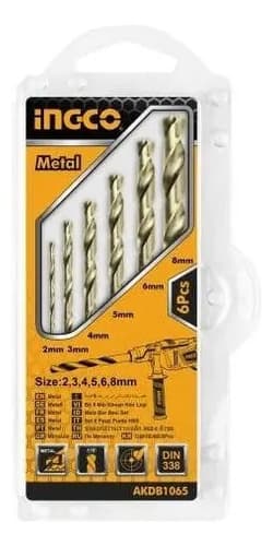 Juego 6 Mechas Para Metal De 2 A 8mm Ingco Akdb1065 - Smf