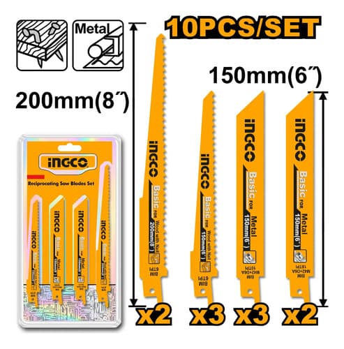 Sierras Para Sierra Sable P Metal Y Madera X 10pcs Ingco