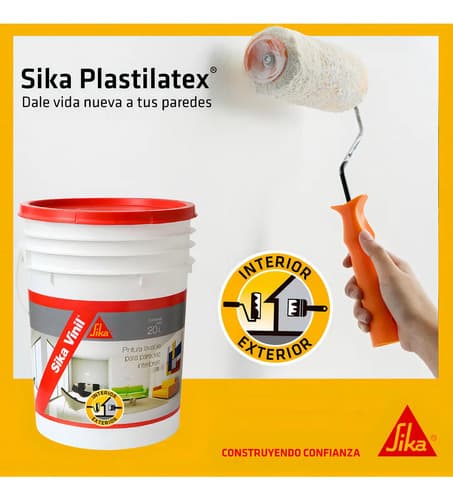 Latex Interior Exterior Antihongos Sika Plastilatex 20 Lt Acabado Mate Color Blanco