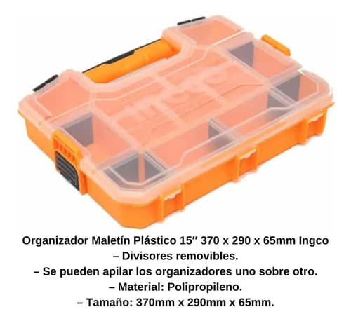 Caja Organizadora Maletin Divisiones Ingco Pbx1511 Color Amarillo