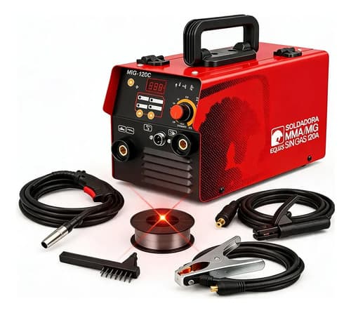 Soldadora Inverter Equus 120a Mig Mma Sin Gas Flux Almabre Rojo