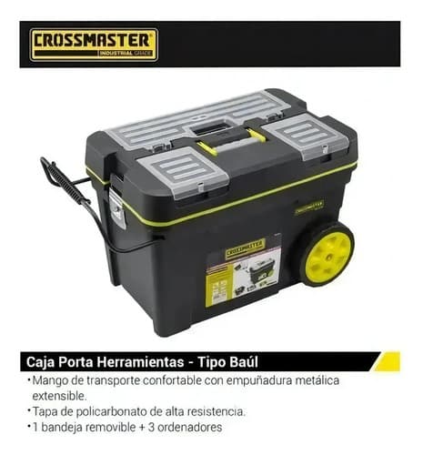 Caja Porta Herramientas Con Ruedas Crossmaster 9931044 Color Negro
