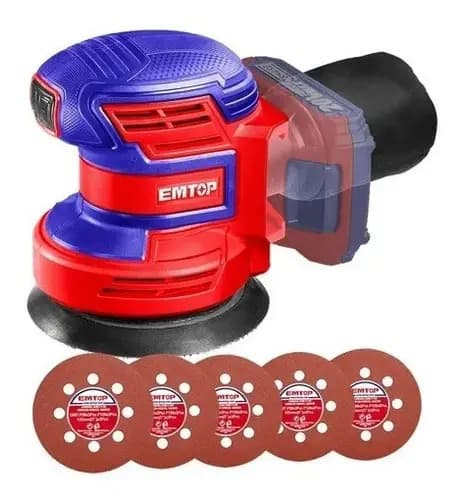 Lijadora Roto Orbital A Bateria 125mm Emtop Elps201250 Color Azul Y Rojo Azul/rojo