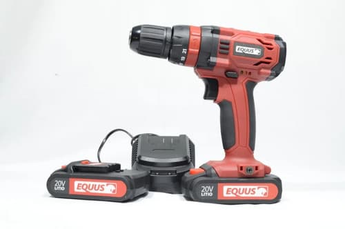 Taladro Atornillador Inalambrico Equus 1009ft 20v 2 Bateria Litio Maletin Color Rojo