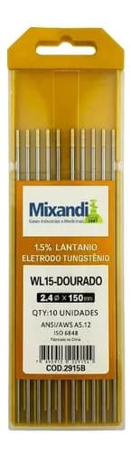 Electrodo De Tungsteno De 2,4 Mm Para Soldadura Mixandi Tig A 2.4 Unidades De Oro 2.4 Dorado