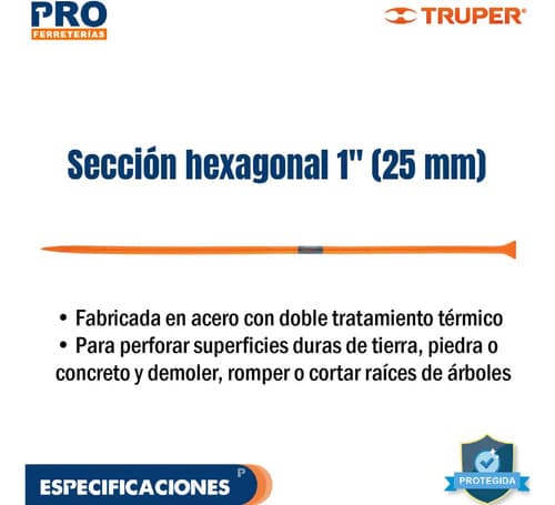 Barreta De Punta De 1 X 175 Cm, Escoplo Ancho Truper 10762