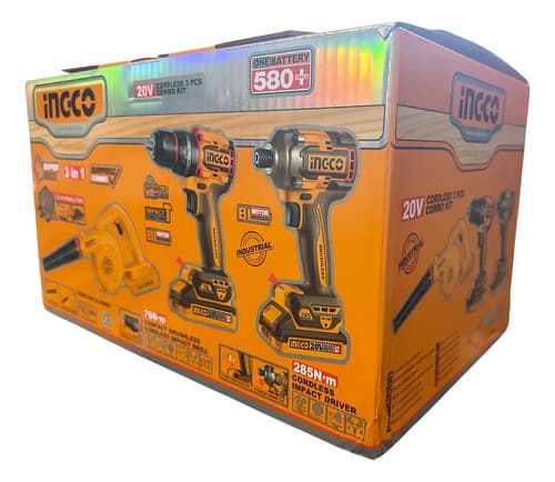 Kit Atornillador De Impacto Taladro Percutor Soplador Ingco