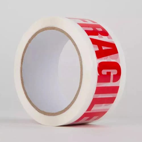 Cinta Adhesiva Fragile 48 Mm X 50 M Rollo Pack X 6 Blanco Rayas