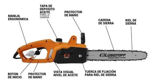 Electrosierra Motosierra Lusqtoff 2000w Espada 40cm Esl2000-8 Color Anaranjado Naranja
