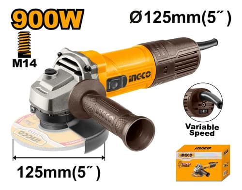 Amoladora Angular Electrica Industrial 900w 125mm Ingco Amarillo